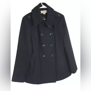 Michael Kors Black Wool Peacoat Double Breasted Small